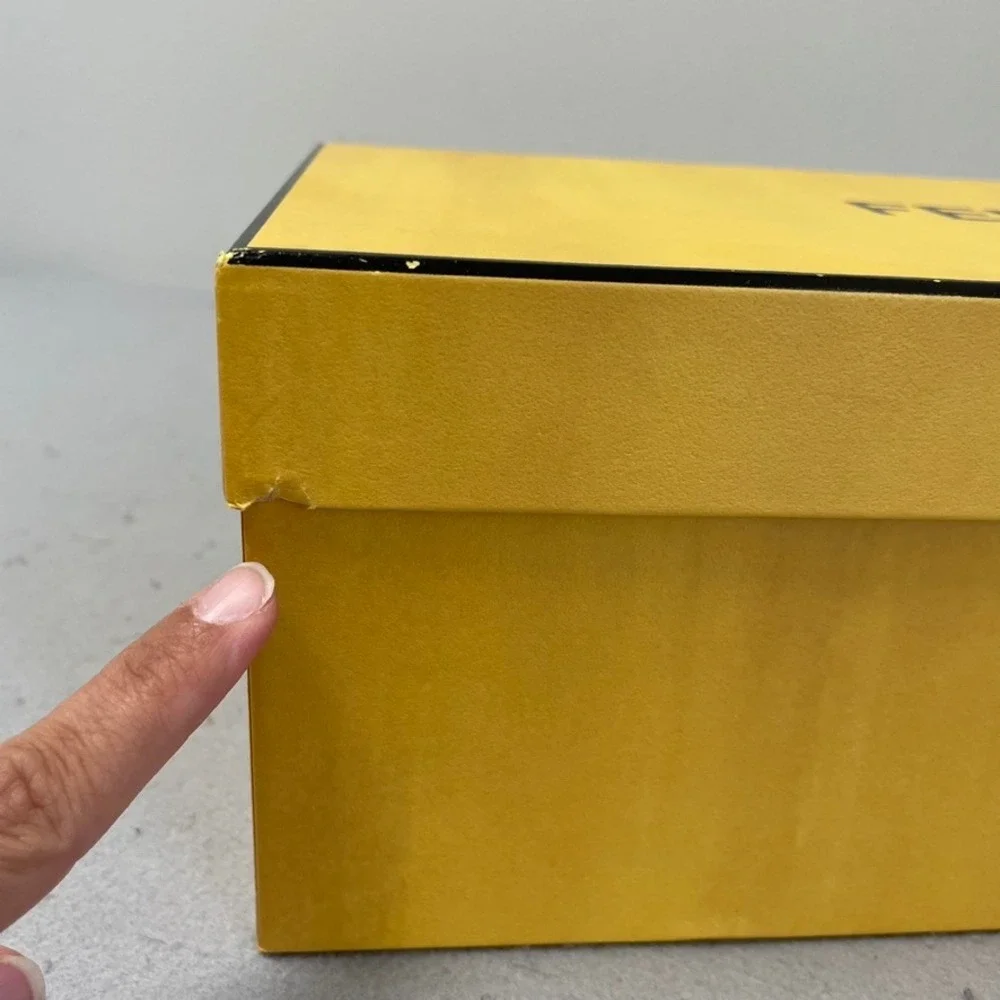 Fendi Shoe Box and Dust Bags Yellow Logo Authentic Storage Set 13.5x7.5x5